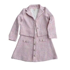 Biscotti‎ Girls Pink Tweed Jacket and Dress Set Pearl Buttons Size 7